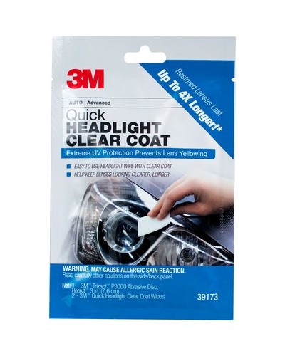  3M Quick Headlight Clear Coat, Cleans and Prevents Lens  Yellowing, 39173, 1 Kit : Automotive